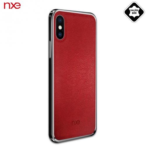 APPLE IPhone XS Max 6.5 NXE műanyag telefonvédő (valódi bőr hátlap) PIROS	
