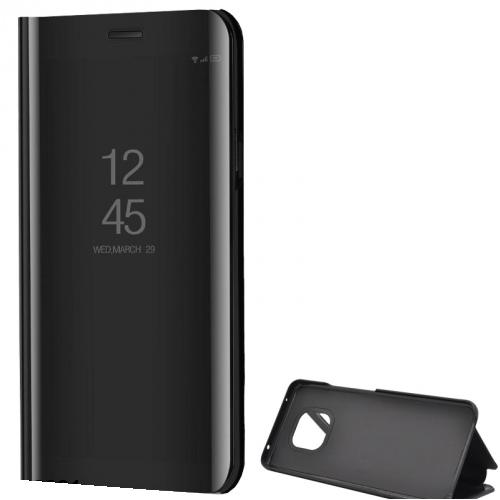 HUAWEI Mate 20 Pro Tok álló (aktív flip, oldalra nyíló, asztali tartó funkció, tükrös felület, Mirror View Case) FEKETE
