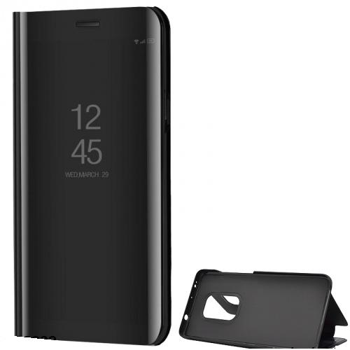 HUAWEI Mate 20 Tok álló (FLIP, oldalra nyíló, asztali tartó funkció, tükrös felület, Mirror View Case) FEKETE