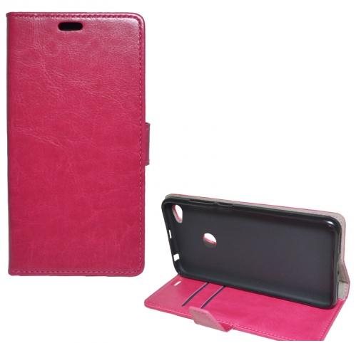 XIAOMI Redmi Note 5A Prime Tok álló, bőr (FLIP, oldalra nyíló, asztali tartó funkció) MAGENTA	