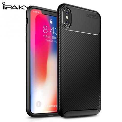 APPLE IPhone XS Max 6.5 IPAKY telefonvédő gumi / szilikon (karbonminta) FEKETE	