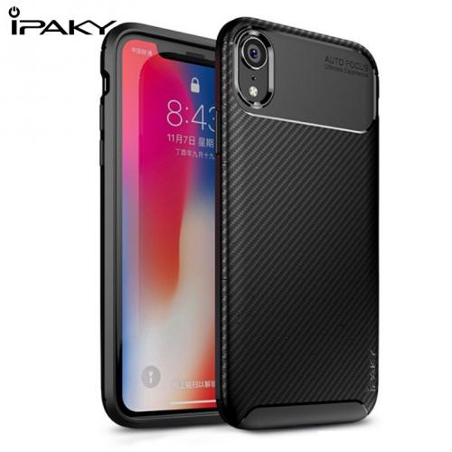 APPLE IPhone XR 6.1 IPAKY telefonvédő gumi / szilikon (karbonminta) FEKETE	