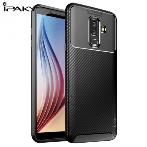 SAMSUNG Galaxy A6+ (2018) SM-A605F IPAKY telefonvédő gumi / szilikon (karbonminta) FEKETE	