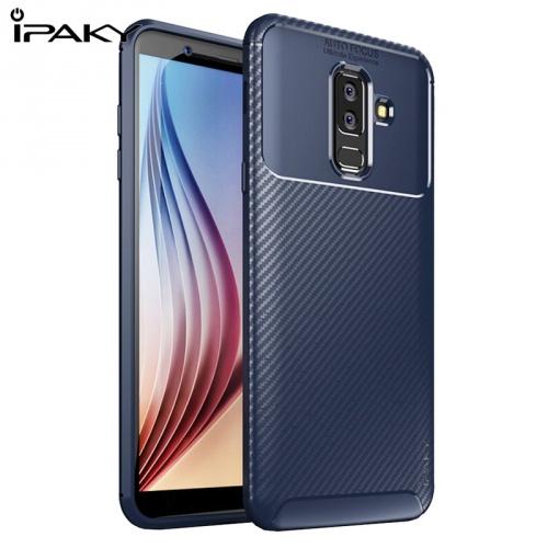 SAMSUNG Galaxy A6+ (2018) SM-A605F IPAKY telefonvédő gumi / szilikon (karbonminta) KÉK	