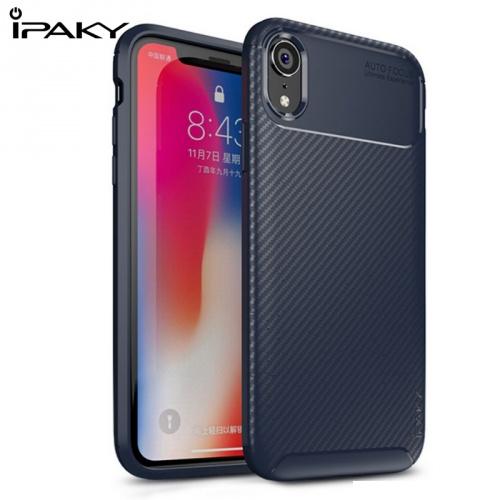 APPLE IPhone XR 6.1 IPAKY telefonvédő gumi / szilikon (karbonminta) KÉK	