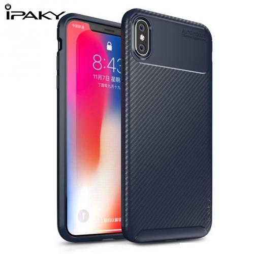 APPLE IPhone XS Max 6.5 IPAKY telefonvédő gumi / szilikon (karbonminta) KÉK	