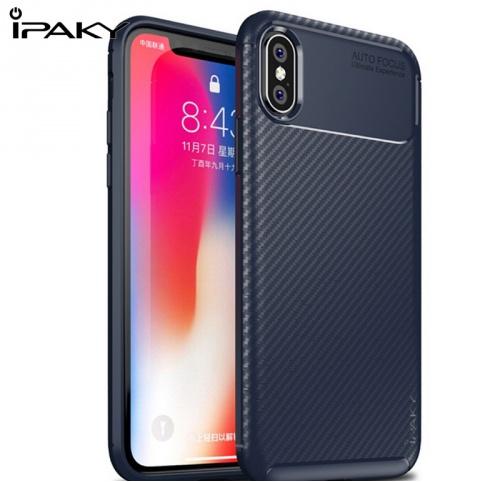 APPLE IPhone X 5.8 /APPLE IPhone XS 5.8 IPAKY telefonvédő gumi / szilikon (karbonminta) SÖTÉTKÉK	