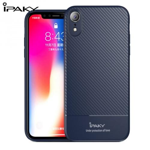 APPLE IPhone XR 6.1 IPAKY telefonvédő gumi / szilikon (ultravékony, karbonminta) SÖTÉTKÉK	