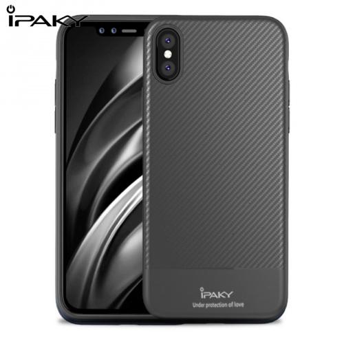 APPLE IPhone XS Max 6.5 IPAKY telefonvédő gumi / szilikon (ultravékony, karbonminta) SZÜRKE	