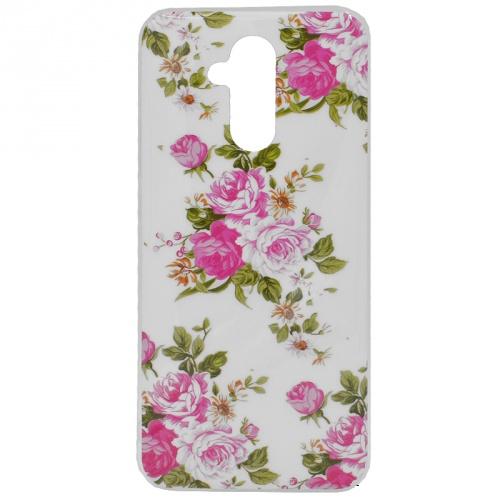 HUAWEI Mate 20 Lite Telefonvédő gumi / szilikon (bazsarózsa minta) FEHÉR	