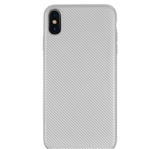 APPLE IPhone XR 6.1 Telefonvédő gumi / szilikon (karbon minta) EZÜST	