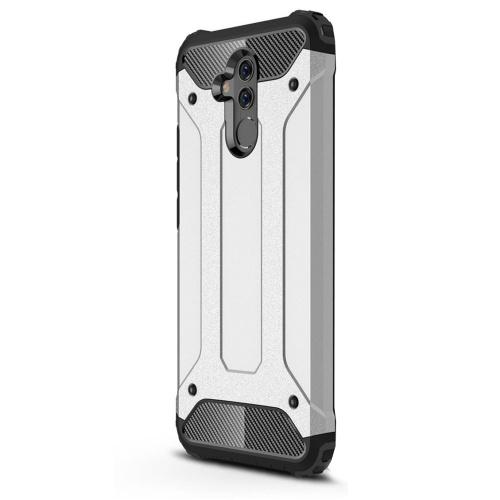 HUAWEI Mate 20 Lite Defender műanyag telefonvédő (közepesen ütésálló, légpárnás sarok, gumi / szilikon belső, fémhatás) EZÜST	