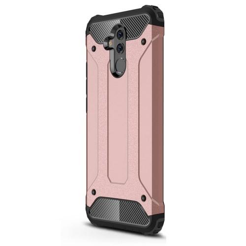 HUAWEI Mate 20 Lite Defender műanyag telefonvédő (közepesen ütésálló, légpárnás sarok, gumi / szilikon belső, fémhatás) ROZÉARANY	