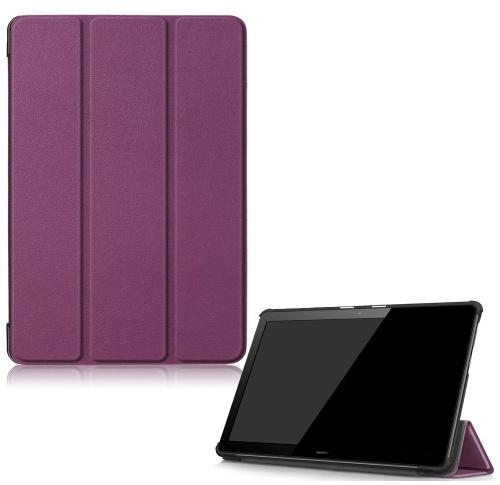 HUAWEI Mediapad T5 10 LTE /HUAWEI Mediapad T5 10 WIFI Tok álló, bőr hatású (FLIP, oldalra nyíló, TRIFOLD asztali tartó funkció) LILA