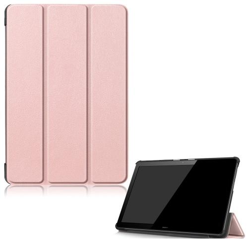 HUAWEI Mediapad T5 10 LTE /HUAWEI Mediapad T5 10 WIFI Tok álló, bőr hatású (FLIP, oldalra nyíló, TRIFOLD asztali tartó funkció) ROZÉARANY