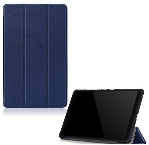 XIAOMI Mi Pad 4 Plus 10.1 Tok álló, bőr hatású (aktív flip, oldalra nyíló, TRIFOLD asztali tartó funkció) SÖTÉTKÉK