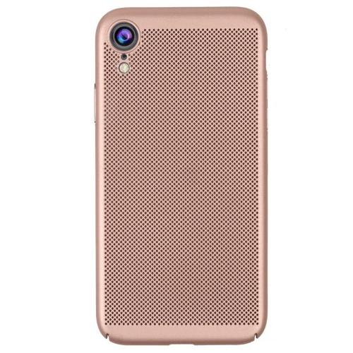 APPLE IPhone XR 6.1 Műanyag telefonvédő (gumírozott, lyukacsos minta) ARANY	