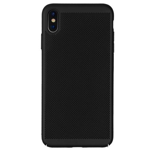 APPLE IPhone XS Max 6.5 Műanyag telefonvédő (gumírozott, lyukacsos minta) FEKETE	