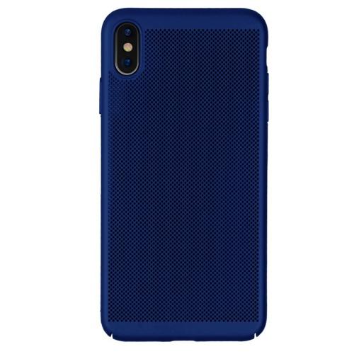 APPLE IPhone XS Max 6.5 Műanyag telefonvédő (gumírozott, lyukacsos minta) SÖTÉTKÉK	