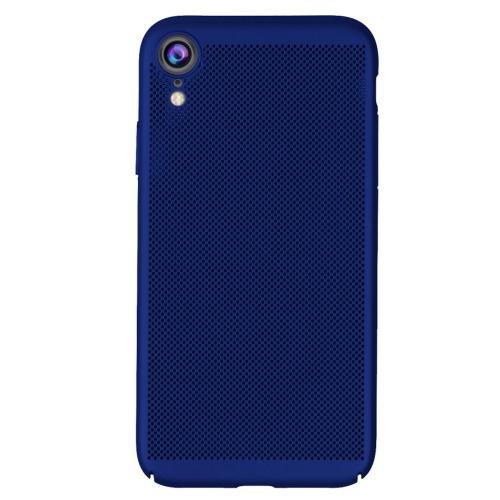 APPLE IPhone XR 6.1 Műanyag telefonvédő (gumírozott, lyukacsos minta) SÖTÉTKÉK	