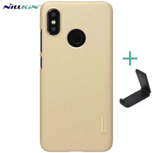 XIAOMI Mi 8 NILLKIN SUPER FROSTED műanyag telefonvédő (gumírozott, érdes felület + asztali tartó) ARANY	