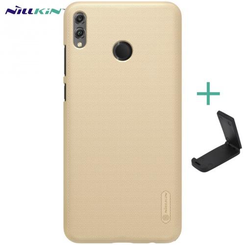 HUAWEI Honor 8X NILLKIN SUPER FROSTED műanyag telefonvédő (gumírozott, érdes felület + asztali tartó) ARANY	