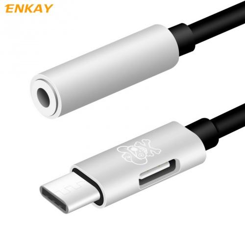 Audió adapter (elosztó, Type-C / Type-C, 3.5mm jack aljzat) FEHÉR	