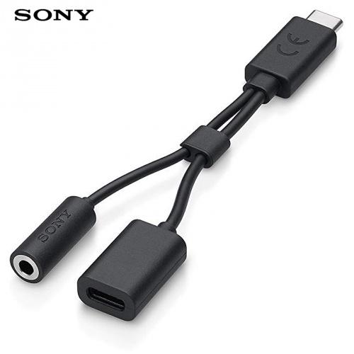 Audió adapter (elosztó, Type-C / Type-C, 3.5mm jack aljzat) FEKETE	