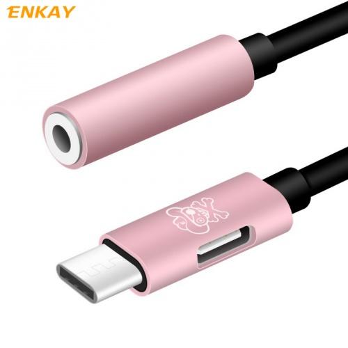 Audió adapter (elosztó, Type-C / Type-C, 3.5mm jack aljzat) ROZÉARANY	