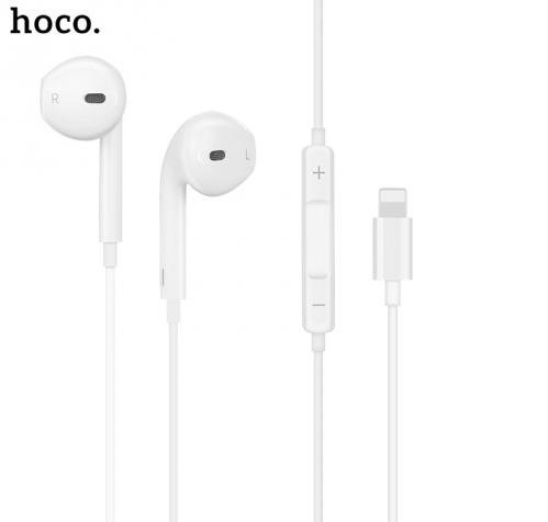 HOCO L7 fülhallgató SZTEREO (lightning, mikrofon, felvevő gomb, hangerőszabályzó) FEHÉR	