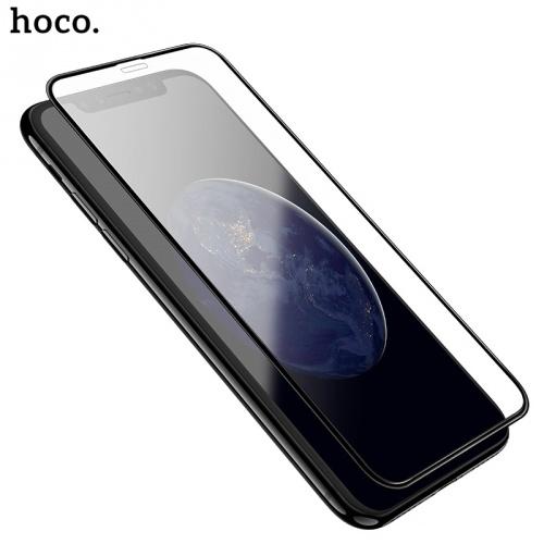 Apple iPhone 11 Pro Max / Apple iPhone XS Max 6.5 HOCO képernyővédő üveg (3D full cover, íves, karcálló, 0.2mm, 9H) FEKETE