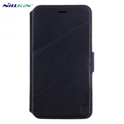 APPLE IPhone XR 6.1 NILLKIN FOLIO tok álló, bőr (FLIP, oldalra nyíló, kivehető műanyag telefonvédő, lyukacsos, mágneses rögzítés) FEKETE	