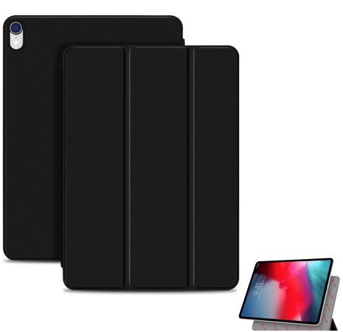 APPLE IPAD Pro 11 (2018) Tok álló, bőr (aktív flip, mágneses rögzítés, oldalra nyíló, TRIFOLD asztali tartó funkció) FEKETE	