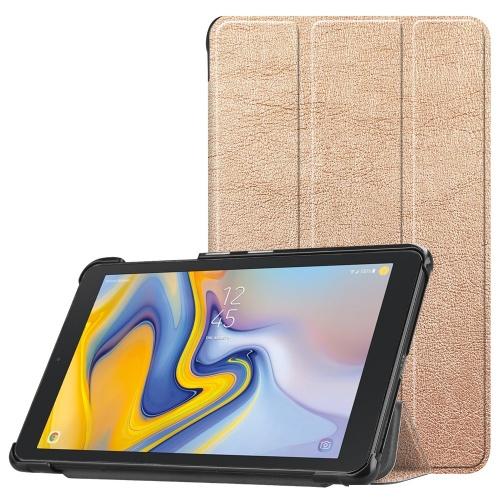 SAMSUNG Galaxy Tab A 8.0 (2018) (SM-T380) Tok álló, bőr (aktív flip, oldalra nyíló, TRIFOLD asztali tartó funkció) ARANY	