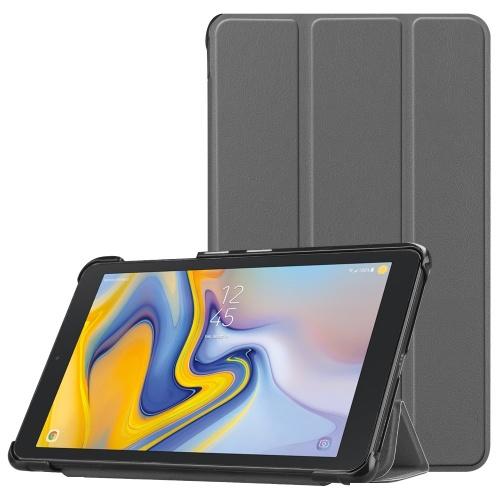 SAMSUNG Galaxy Tab A 8.0 (2018) (SM-T380) Tok álló, bőr (aktív flip, oldalra nyíló, TRIFOLD asztali tartó funkció) SZÜRKE	