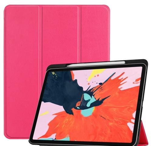 APPLE IPAD Pro 12.9 (2018) Tok álló, bőr (aktív flip, oldalra nyíló, TRIFOLD asztali tartó funkció, Apple Pencil tartó) RÓZSASZÍN	