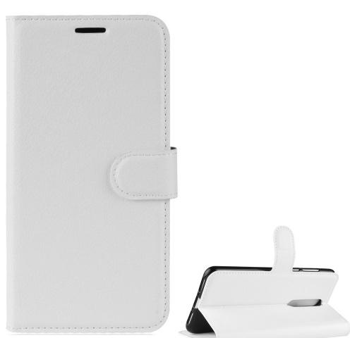 NOKIA 3.1 Plus Tok álló, bőr (FLIP, oldalra nyíló, asztali tartó funkció) FEHÉR	