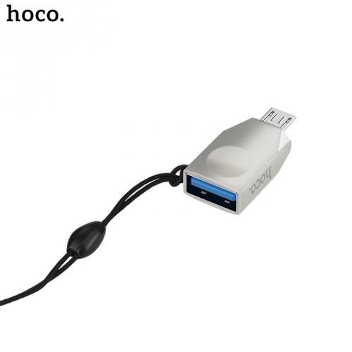 HOCO UA10 adapter (microUSB, adatátvitelhez, kulcstartóra helyezhető, OTG) EZÜST	