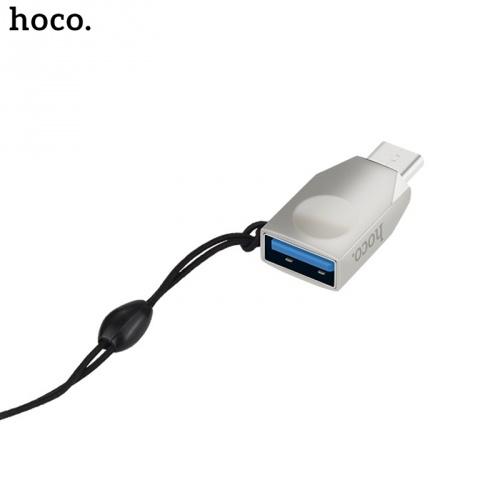 HOCO UA9 adapter (Type-C, adatátvitelhez, kulcstartóra helyezhető, OTG) EZÜST	