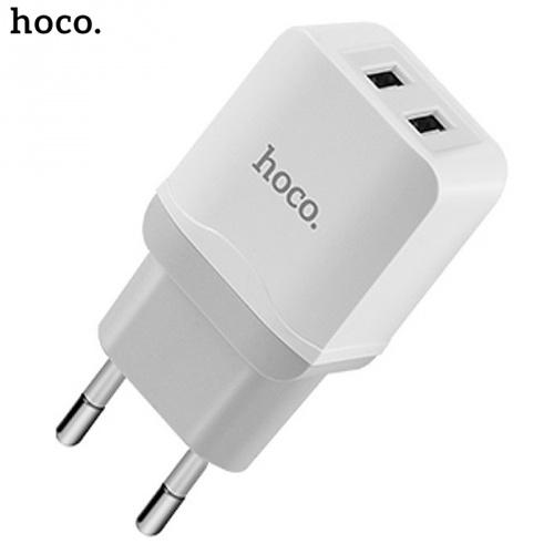 HOCO C33A hálózati töltő USB aljzat (5V / 2400mA, kábel nélkül) FEHÉR	