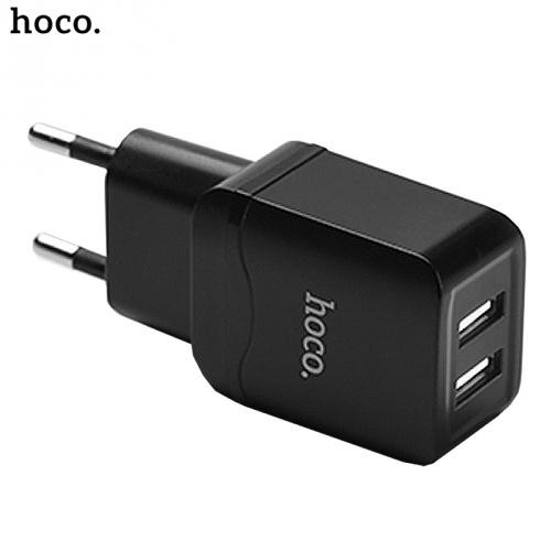HOCO C33A hálózati töltő USB aljzat (5V / 2400mA, kábel nélkül) FEKETE	