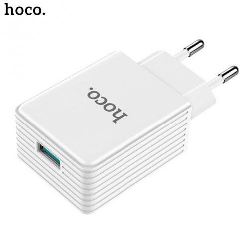 HOCO C34A hálózati töltő USB aljzat (5V / 2000mA, gyorstöltés támogatás, kábel nélkül) FEHÉR	