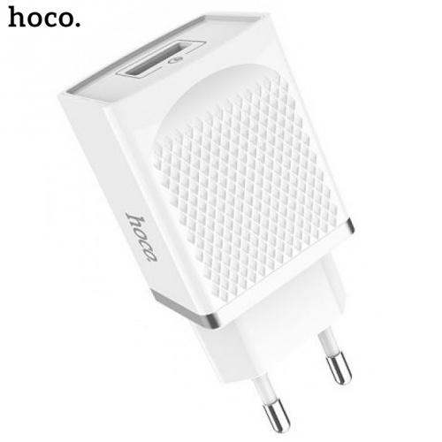 HOCO C42A hálózati töltő USB aljzat (5V / 2400mA, 18W, gyorstöltés támogatás, kábel nélkül) FEHÉR	