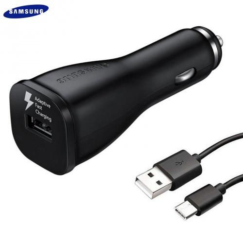 Szivargyújtó töltő/autós töltő USB aljzat (5V/2000mA, gyorstöltés támogatás, EP-DG950CBEType-C adat/töltő kábel) FEKETE	