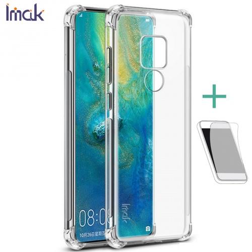 HUAWEI Mate 20 IMAK telefonvédő gumi / szilikon (közepesen ütésálló, légpárnás sarok + képernyővédő fólia) ÁTLÁTSZÓ	