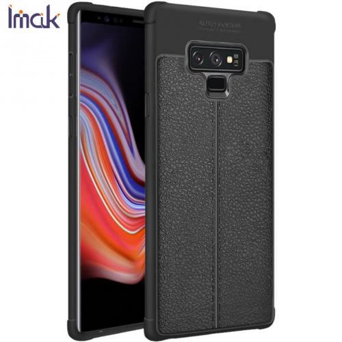 SAMSUNG Galaxy Note 9 (SM-N960F) IMAK VEGA telefonvédő gumi / szilikon (közepesen ütésálló, bőrhatás, varrás minta, légpárnás sarok) FEKETE	