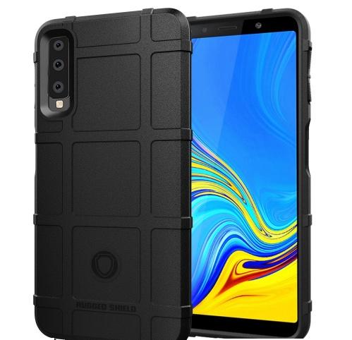  SAMSUNG Galaxy A7 (2018) SM-A750F Telefonvédő gumi / szilikon (közepesen ütésálló, négyzet minta) FEKETE	