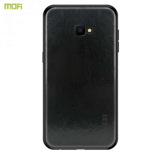 SAMSUNG Galaxy J4 Plus (J415F) MOFI műanyag telefonvédő (szilikon keret, bőr hátlap) FEKETE	