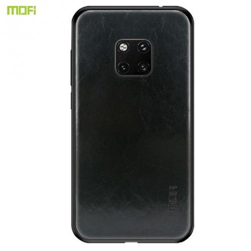 HUAWEI Mate 20 Pro MOFI műanyag telefonvédő (szilikon keret, bőr hátlap) FEKETE	