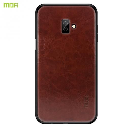 SAMSUNG Galaxy J6 Plus (J610F) MOFI műanyag telefonvédő (szilikon keret, bőr hátlap) SÖTÉTBARNA	